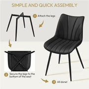 2x Modern Faux Leather Upholstered Dining Chairs with Metal Legs by Yaheetech