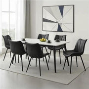 2x Modern Faux Leather Upholstered Dining Chairs with Metal Legs by Yaheetech