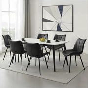 6x Upholstered Dining Chairs Kitchen Chairs with Metal Legs by Yaheetech