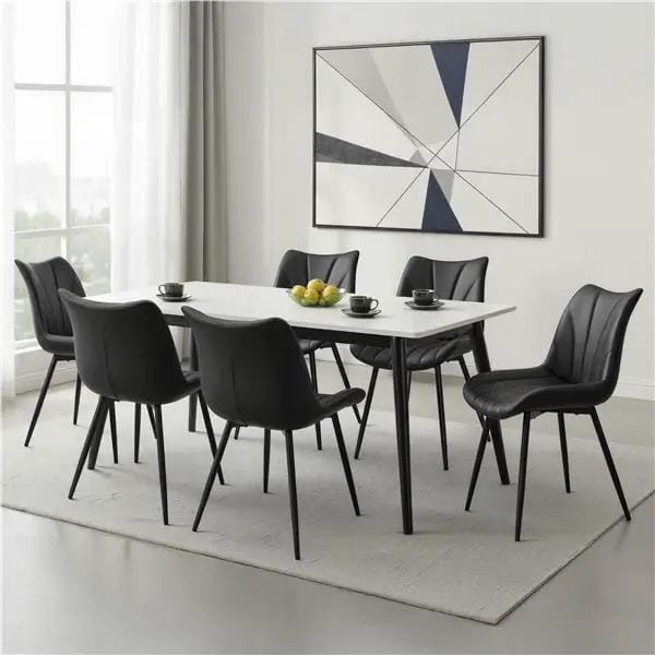 6x Upholstered Dining Chairs Kitchen Chairs with Metal Legs by Yaheetech