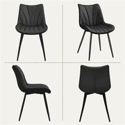 2x Modern Faux Leather Upholstered Dining Chairs with Metal Legs by Yaheetech