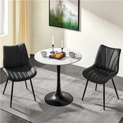 2x Modern Faux Leather Upholstered Dining Chairs with Metal Legs by Yaheetech