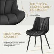 2x Modern Faux Leather Upholstered Dining Chairs with Metal Legs by Yaheetech