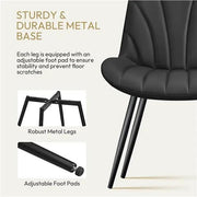 2x Modern Faux Leather Upholstered Dining Chairs with Metal Legs by Yaheetech
