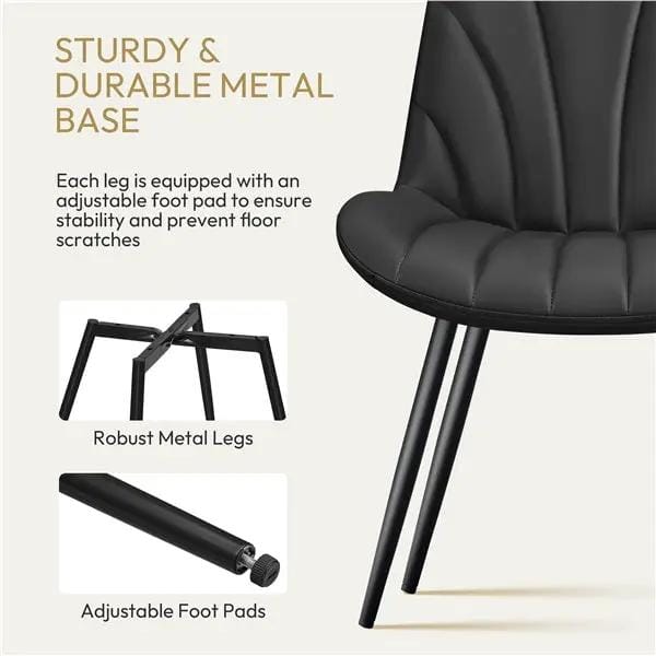 2x Modern Faux Leather Upholstered Dining Chairs with Metal Legs by Yaheetech