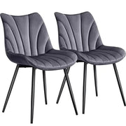 Set of 2 Modern Velvet Fabric Upholstered Dining Chairs with Metal Legs by Yaheetech