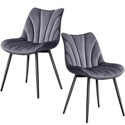 Set of 4 Modern Velvet Fabric Upholstered Dining Chairs with Metal Legs by Yaheetech