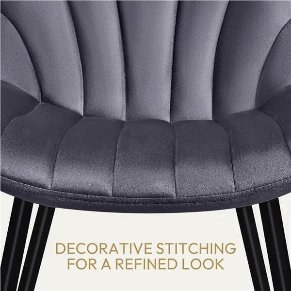 Set of 2 Modern Velvet Fabric Upholstered Dining Chairs with Metal Legs by Yaheetech