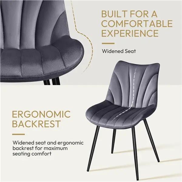 Set of 2 Modern Velvet Fabric Upholstered Dining Chairs with Metal Legs by Yaheetech