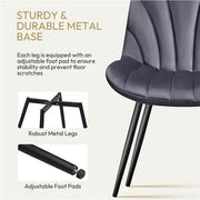 Set of 2 Modern Velvet Fabric Upholstered Dining Chairs with Metal Legs by Yaheetech