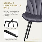 Set of 4 Modern Velvet Fabric Upholstered Dining Chairs with Metal Legs by Yaheetech