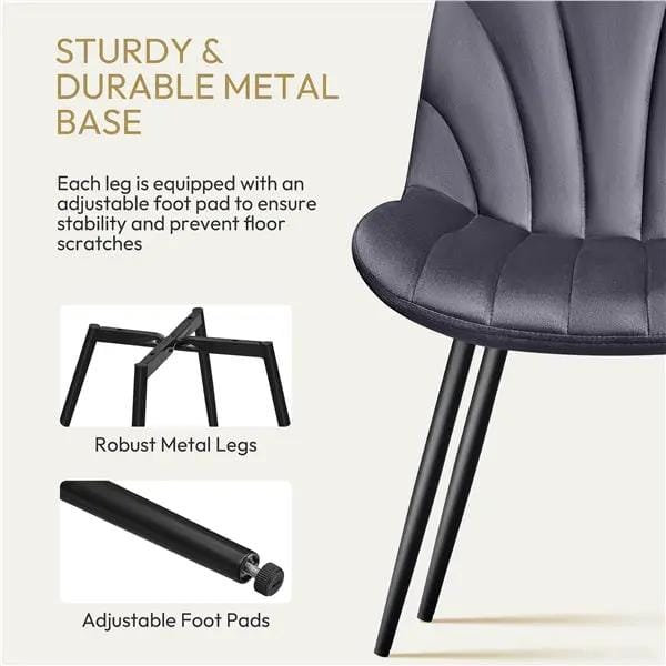 Set of 4 Modern Velvet Fabric Upholstered Dining Chairs with Metal Legs by Yaheetech