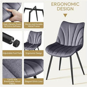 Set of 2 Modern Velvet Fabric Upholstered Dining Chairs with Metal Legs by Yaheetech