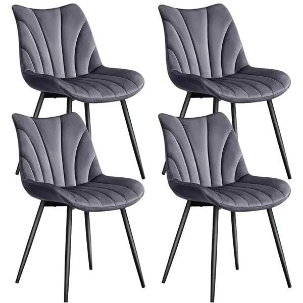 Set of 4 Modern Velvet Fabric Upholstered Dining Chairs with Metal Legs by Yaheetech
