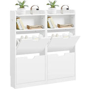 Yaheetech 4 Layer Dual Flip Drawer Shoe Cabinet Freestanding Modern Storage Yaheetech 4 Layer Flip Drawer Shoe Cabinet Freestanding