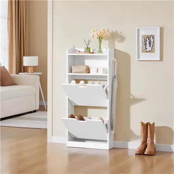 Yaheetech 4 Layer Dual Flip Drawer Shoe Cabinet Freestanding Modern Storage Yaheetech 4 Layer Flip Drawer Shoe Cabinet Freestanding