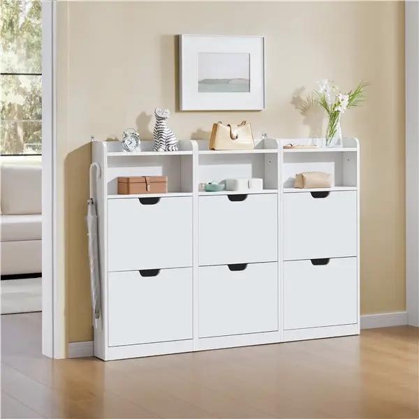 Yaheetech 4 Layer Dual Flip Drawer Shoe Cabinet Freestanding Modern Storage Yaheetech 4 Layer Flip Drawer Shoe Cabinet Freestanding
