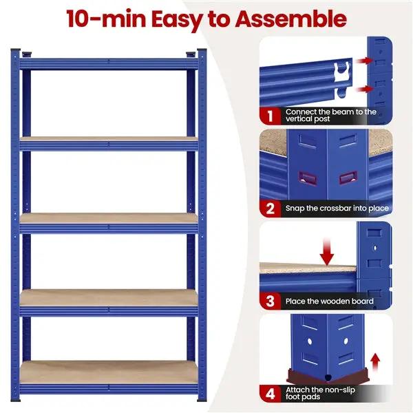 180cm H Heavy-Duty 5-Tier Garage Storage Shelf Rack Steel Shelving Unit by Yaheetech