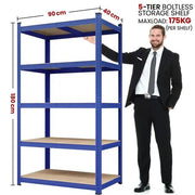 180cm H Heavy-Duty 5-Tier Garage Storage Shelf Rack Steel Shelving Unit by Yaheetech