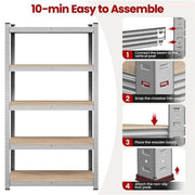 180cm H Heavy-Duty 5-Tier Steel Shelving Unit Garage Storage Shelf Rack by Yaheetech