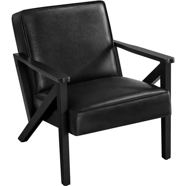 Yaheetech Mid-Century Faux Leather Accent Chair – Retro Lounge Armchair Mid-Century Faux Leather Accent Chair – Retro Lounge Armchair