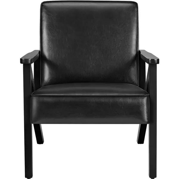 Yaheetech Mid-Century Faux Leather Accent Chair – Retro Lounge Armchair Mid-Century Faux Leather Accent Chair – Retro Lounge Armchair