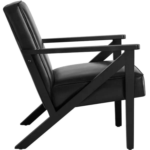 Yaheetech Mid-Century Faux Leather Accent Chair – Retro Lounge Armchair Mid-Century Faux Leather Accent Chair – Retro Lounge Armchair