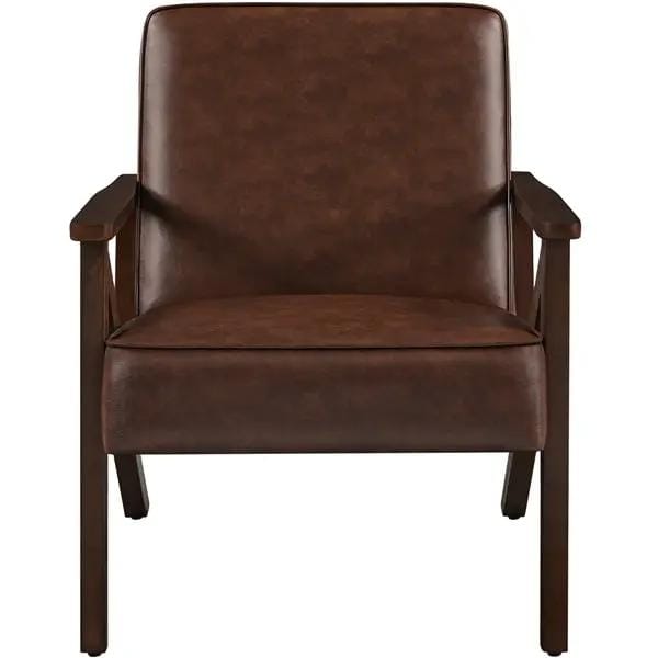 Yaheetech Mid-Century Faux Leather Accent Chair – Retro Lounge Armchair Mid-Century Faux Leather Accent Chair – Retro Lounge Armchair