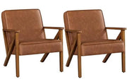 Yaheetech Mid-Century Faux Leather Accent Chair – Retro Lounge Armchair Mid-Century Faux Leather Accent Chair – Retro Lounge Armchair