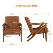 Yaheetech Mid-Century Faux Leather Accent Chair – Retro Lounge Armchair Mid-Century Faux Leather Accent Chair – Retro Lounge Armchair