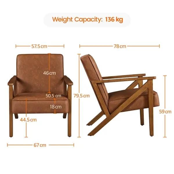Yaheetech Mid-Century Faux Leather Accent Chair – Retro Lounge Armchair Mid-Century Faux Leather Accent Chair – Retro Lounge Armchair