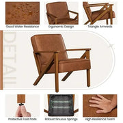 Yaheetech Mid-Century Faux Leather Accent Chair – Retro Lounge Armchair Mid-Century Faux Leather Accent Chair – Retro Lounge Armchair