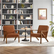 Yaheetech Mid-Century Faux Leather Accent Chair – Retro Lounge Armchair Mid-Century Faux Leather Accent Chair – Retro Lounge Armchair