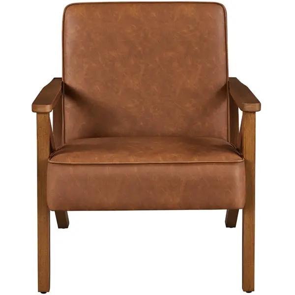 Yaheetech Mid-Century Faux Leather Accent Chair – Retro Lounge Armchair Mid-Century Faux Leather Accent Chair – Retro Lounge Armchair