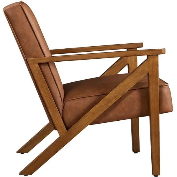 Yaheetech Mid-Century Faux Leather Accent Chair – Retro Lounge Armchair Mid-Century Faux Leather Accent Chair – Retro Lounge Armchair