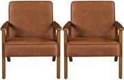 Yaheetech Mid-Century Faux Leather Accent Chair – Retro Lounge Armchair Mid-Century Faux Leather Accent Chair – Retro Lounge Armchair