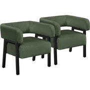 2pcs Corduroy Barrel Accent Chair Contemporary Upholstered Armchair by Yaheetech