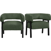 2pcs Corduroy Barrel Accent Chair Contemporary Upholstered Armchair by Yaheetech