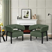 2pcs Corduroy Barrel Accent Chair Contemporary Upholstered Armchair by Yaheetech