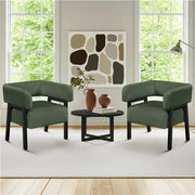 2pcs Corduroy Barrel Accent Chair Contemporary Upholstered Armchair by Yaheetech