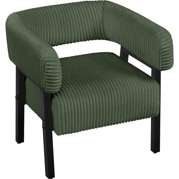 2pcs Corduroy Barrel Accent Chair Contemporary Upholstered Armchair by Yaheetech