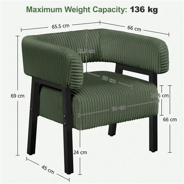 Corduroy Barrel Accent Chair Contemporary Upholstered Armchair by Yaheetech