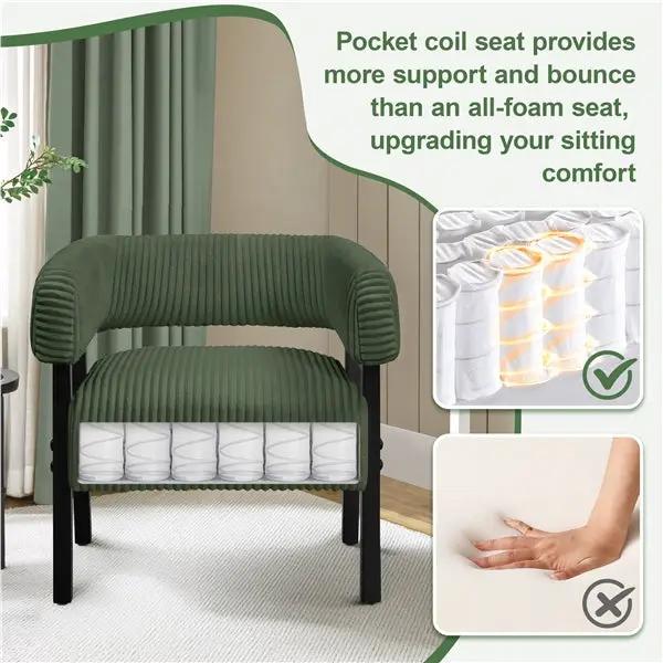 2pcs Corduroy Barrel Accent Chair Contemporary Upholstered Armchair by Yaheetech