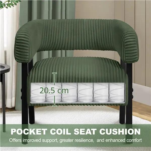 Corduroy Barrel Accent Chair Contemporary Upholstered Armchair by Yaheetech