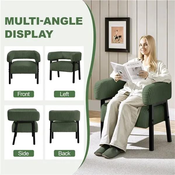 Corduroy Barrel Accent Chair Contemporary Upholstered Armchair by Yaheetech