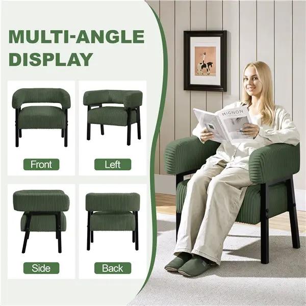 2pcs Corduroy Barrel Accent Chair Contemporary Upholstered Armchair by Yaheetech