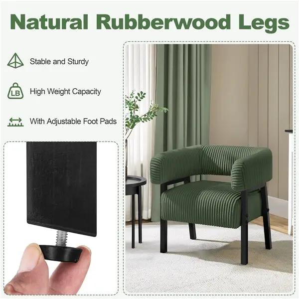 2pcs Corduroy Barrel Accent Chair Contemporary Upholstered Armchair by Yaheetech