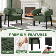 2pcs Corduroy Barrel Accent Chair Contemporary Upholstered Armchair by Yaheetech