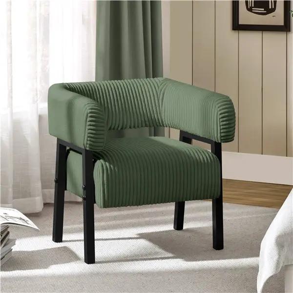 2pcs Corduroy Barrel Accent Chair Contemporary Upholstered Armchair by Yaheetech