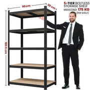 Yaheetech Five Tier Garage Shelving Unit 180cm Boltless Metal Storage Rack Yaheetech Five Tier Boltless Shelving Unit 180cm